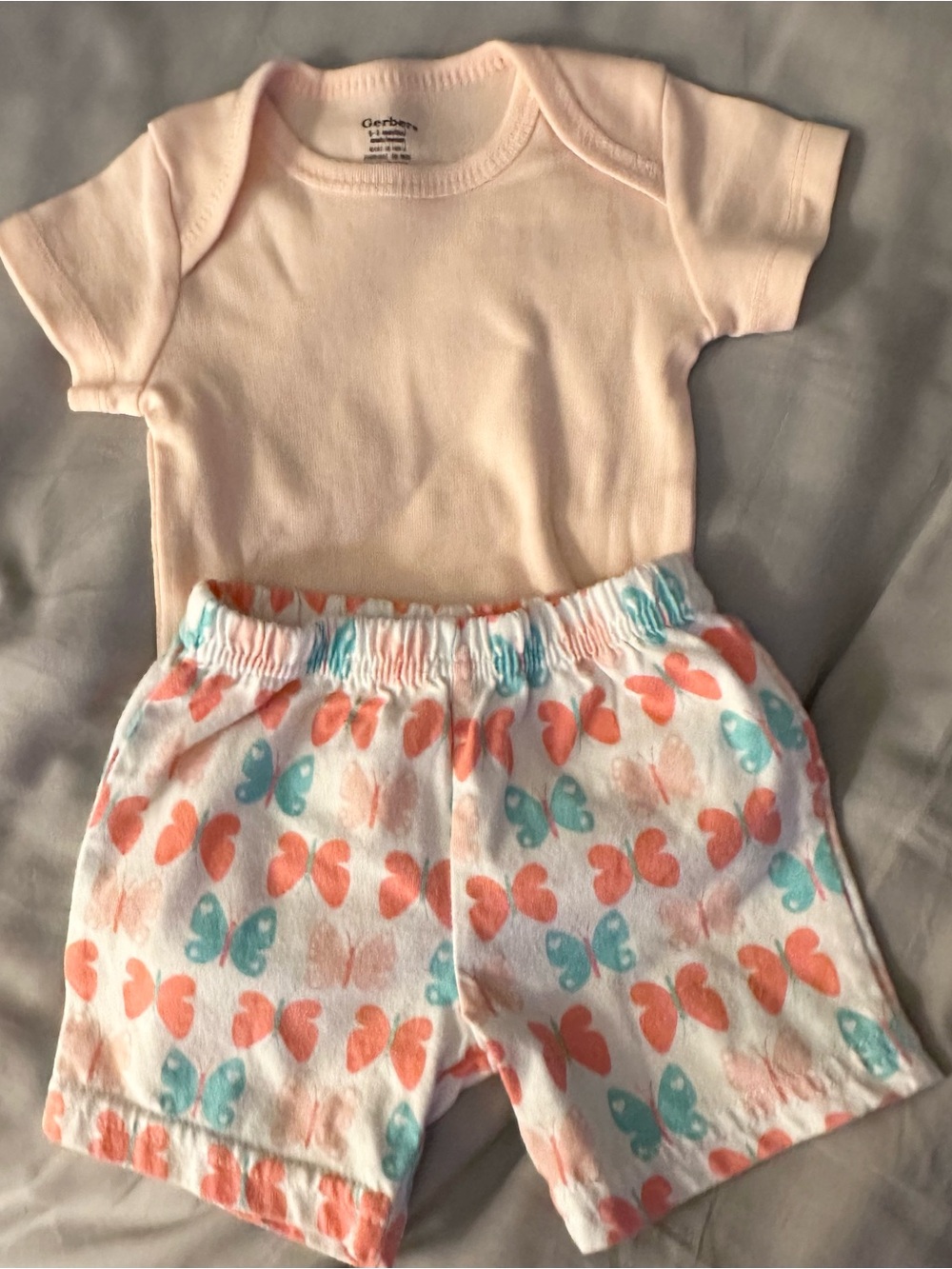 Gerber White and Light Peach Baby Onesie Set